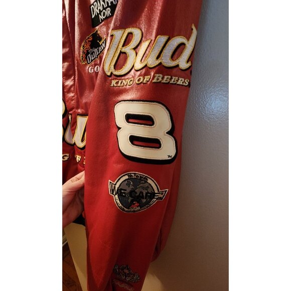 Dale Earnhardt Jr Nascar Budweiser Leather Jacket Size Medium - Picture 7 of 11